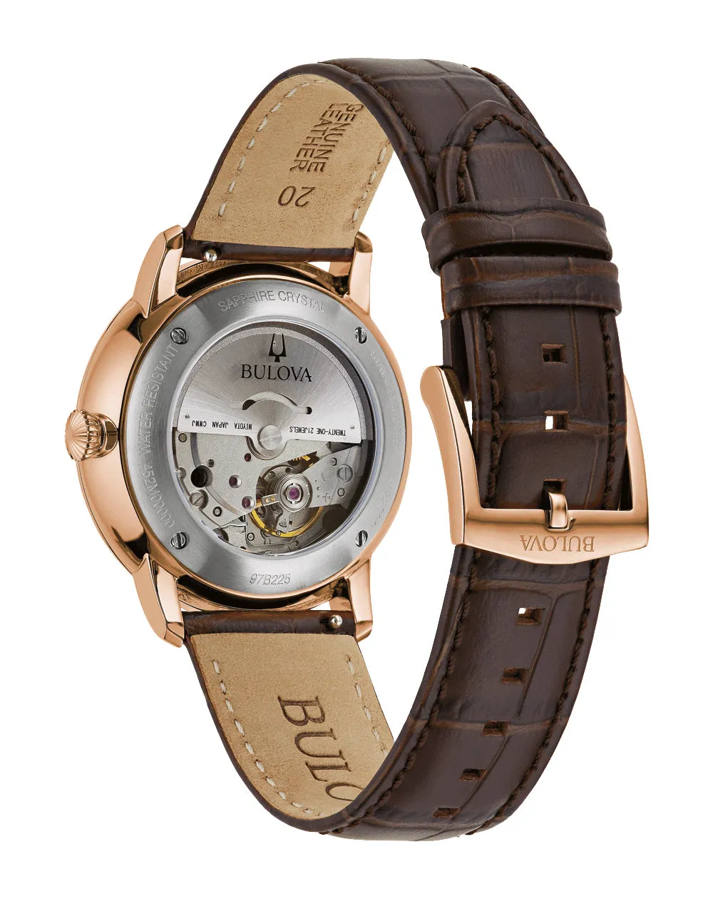 Bulova Hudson Silver Dial Leather Strap Watch 97B225