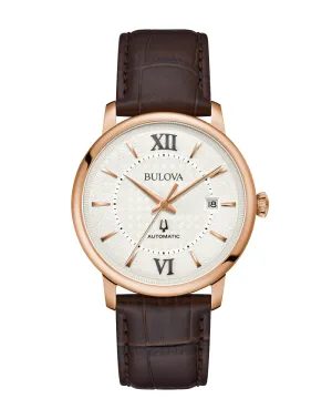 Bulova Hudson Silver Dial Leather Strap Watch 97B225 