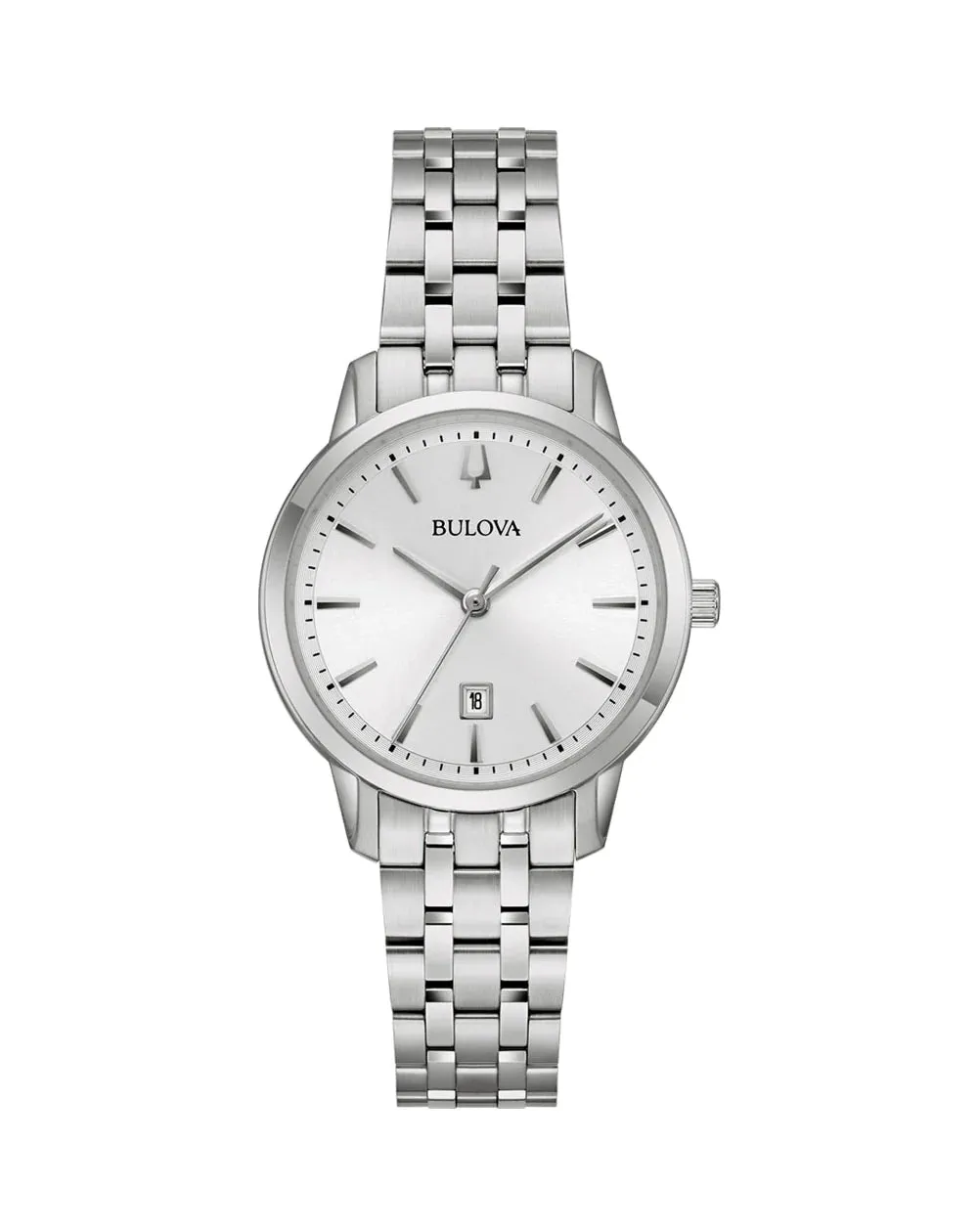 Bulova Ladies Timeless Quartz Watch with Silver Dial and Stainless Steel Bracelet 96M165 