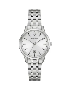 Bulova Ladies Timeless Quartz Watch with Silver Dial and Stainless Steel Bracelet 96M165 