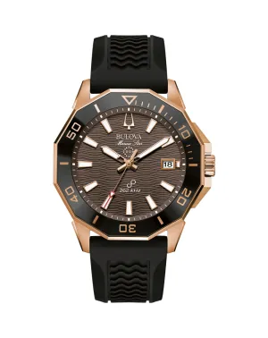 Bulova Marine Star Rose Gold Tone Precisionist Watch with Black Silicone Strap 98B421 