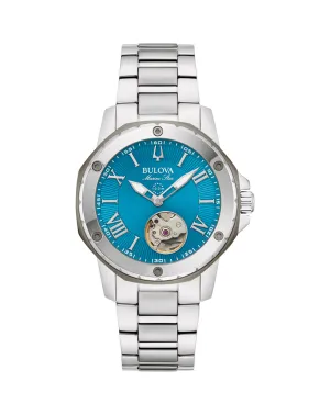 Bulova Marine Star Women's Automatic Watch with Blue Dial and Stainless Steel Bracelet 98L317 