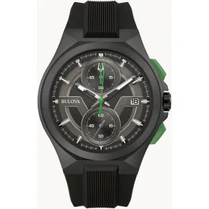 Bulova Men's Watch - Maquina Chrono Black and Dark Grey Dial Rubber Strap | 98B381 Luxury Quartz Watch Quartz Watch Sale