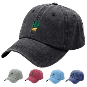Cactus Washed Cotton Baseball Cap boater hat with bow in beach sunlight