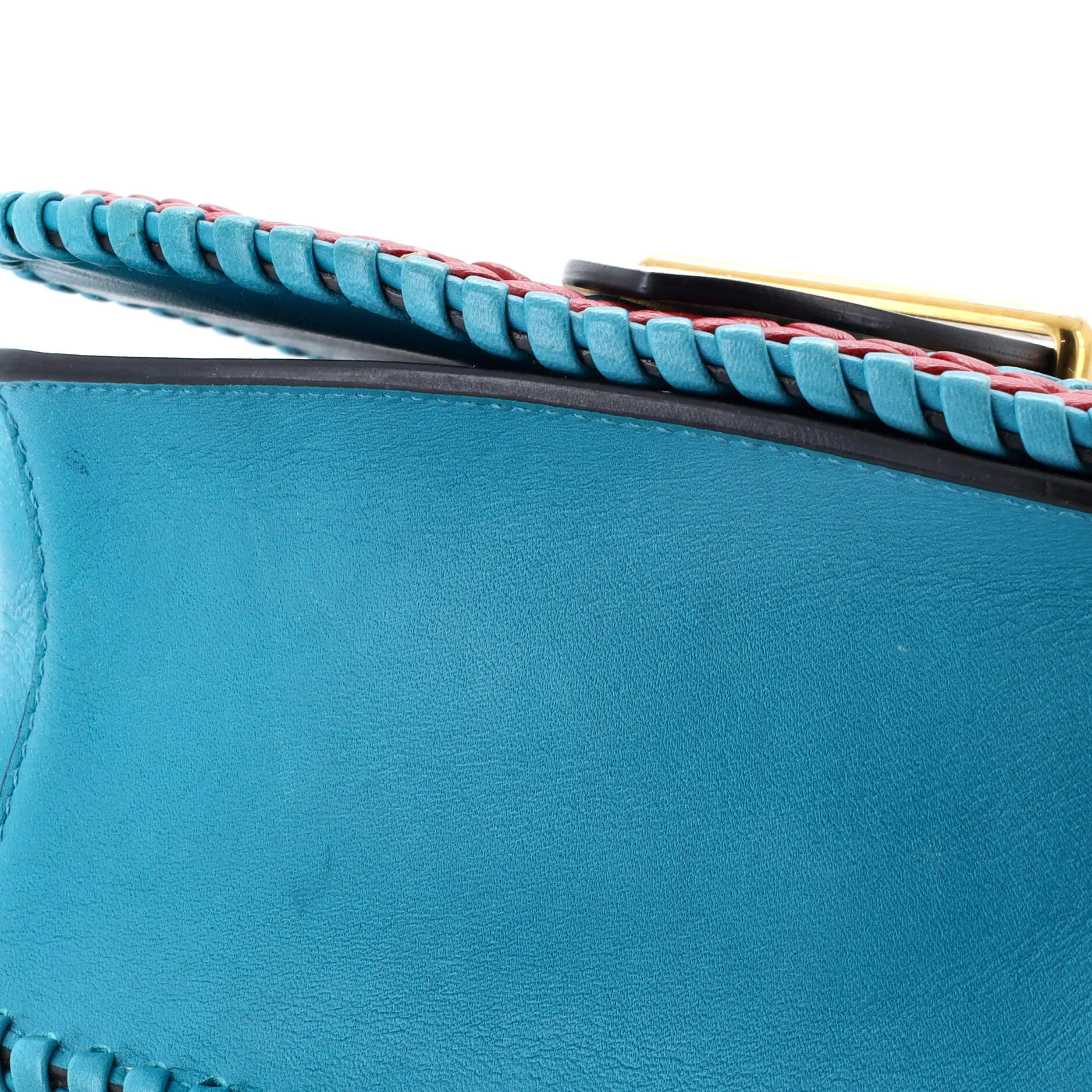 Cahier Crossbody Bag Leather and Straw Small