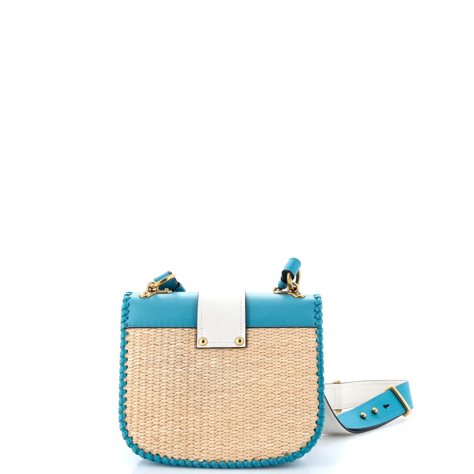 Cahier Crossbody Bag Leather and Straw Small