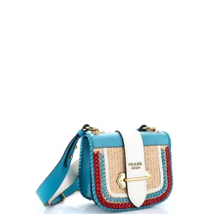 Cahier Crossbody Bag Leather and Straw Small anti-theft crossbody bags sale