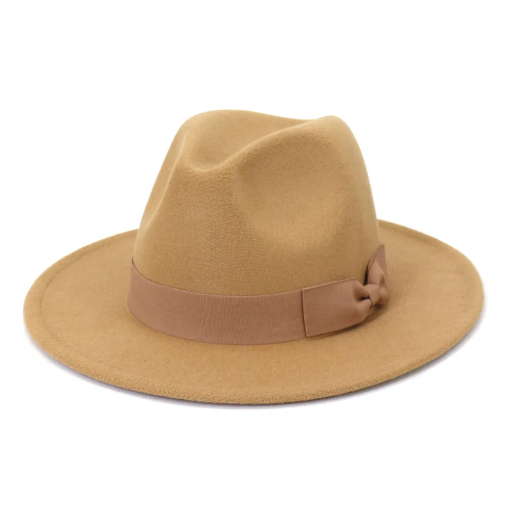 Calgary Ribbon Fedora Hat stylish boater hat with ribbon on model