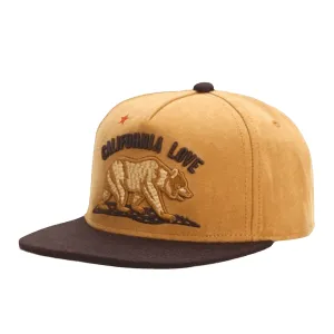 California Love Bear Snapback Cap boater hat with bow in beach sunlight