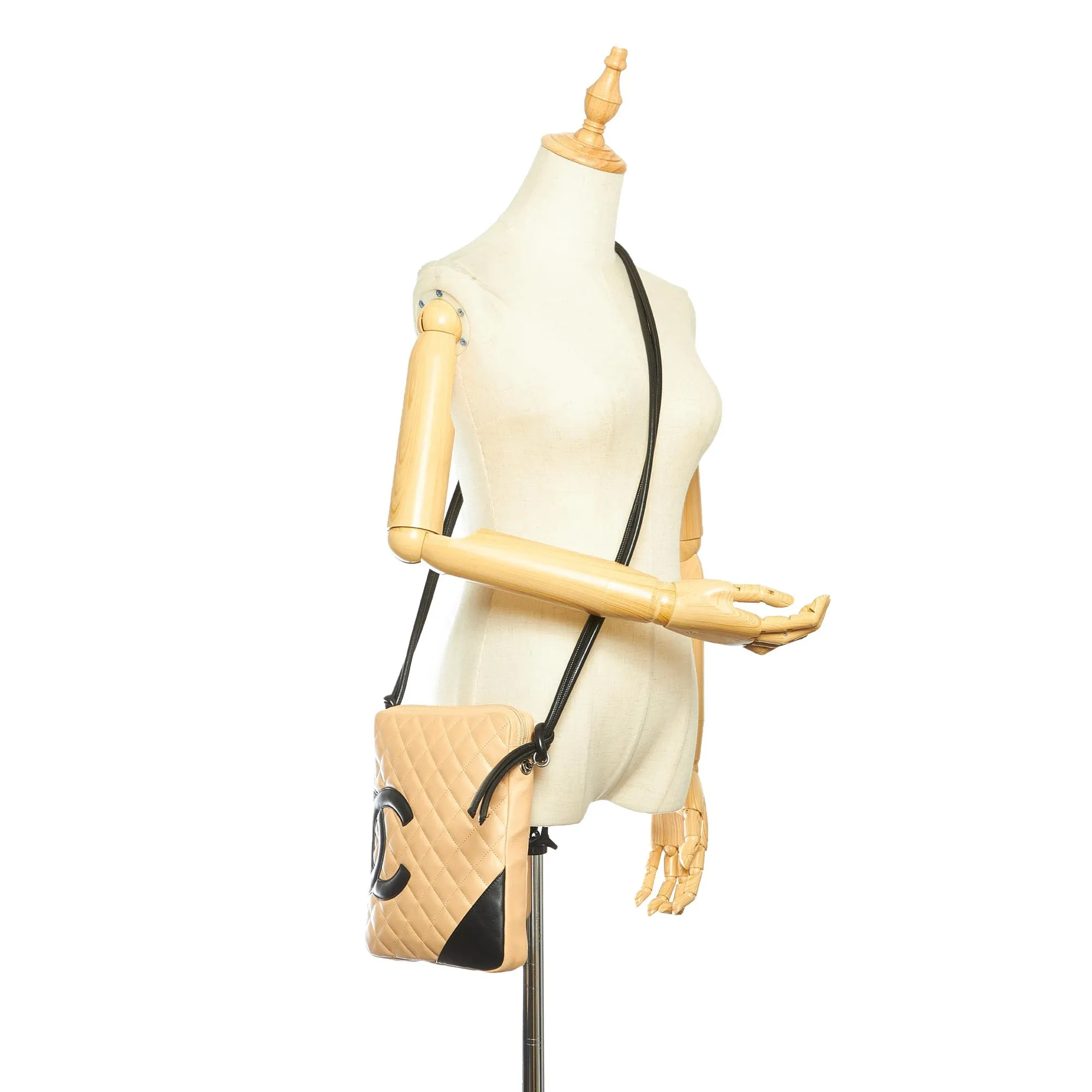 Cambon Ligne Lambskin Leather Crossbody Beige