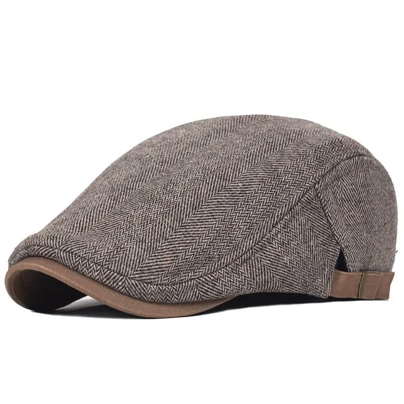 Cambridge Herringbone Wool Flat Cap