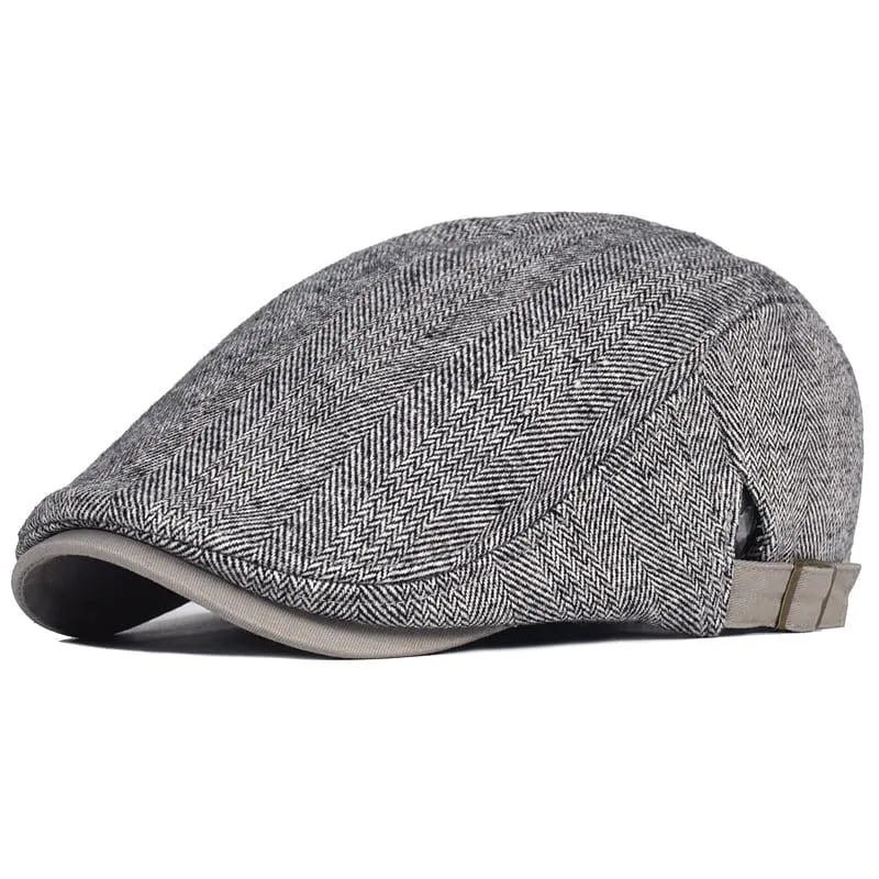 Cambridge Herringbone Wool Flat Cap