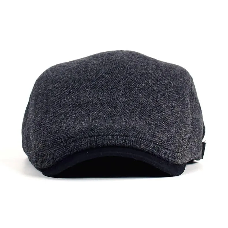 Cambridge Herringbone Wool Flat Cap