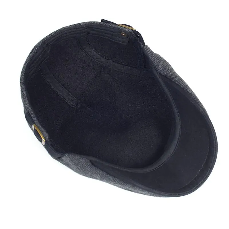 Cambridge Herringbone Wool Flat Cap