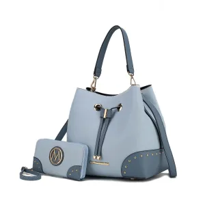 Candice Color Block Bucket Bag with matching Wallet stylish bucket bags