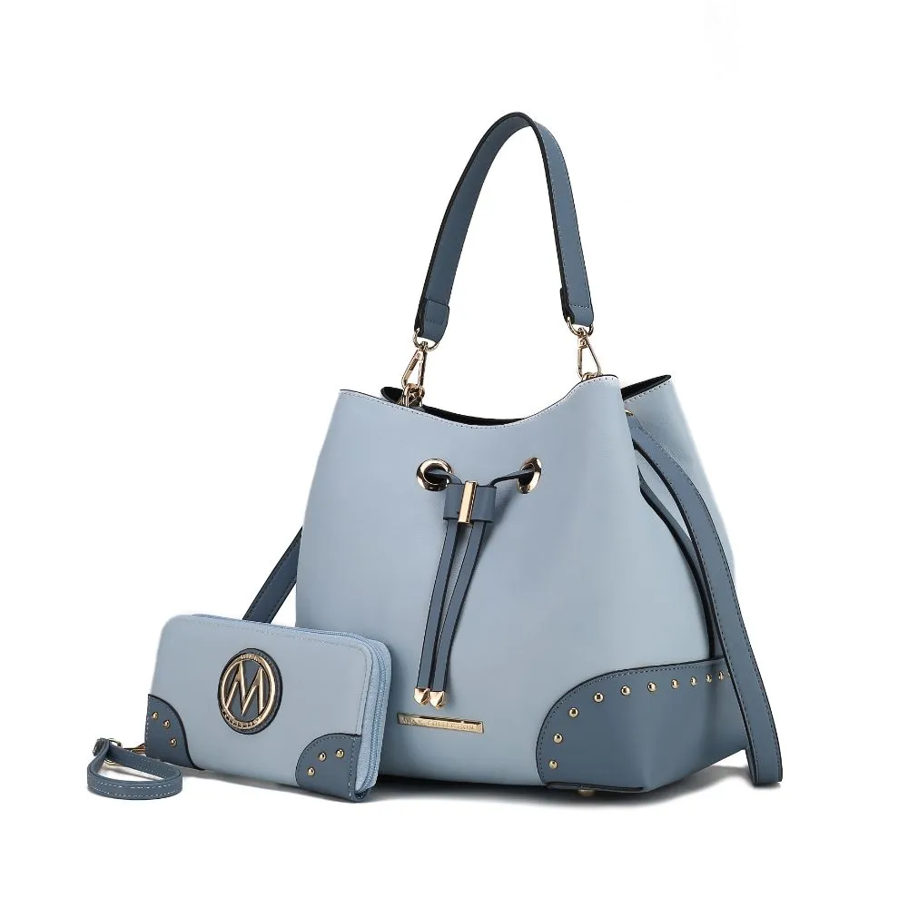 Candice Color Block Bucket Bag with matching Wallet stylish bucket bags