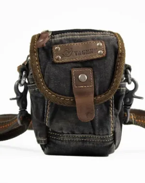 Canvas Black Mens Mini Side Messenger Bag Canvas Belt Pouch Waist Bag For Men Black