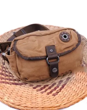 Canvas Mens Chest Bag Khaki Waist Bag Black Canvas Fanny Pack Shoulder Bag For Men Black