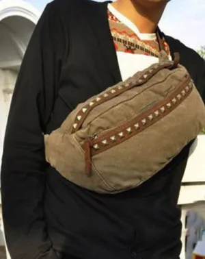 Canvas Mens Chest Bag Khaki Waist Bags Hip Bag Black Canvas Fanny Pack For Men Black