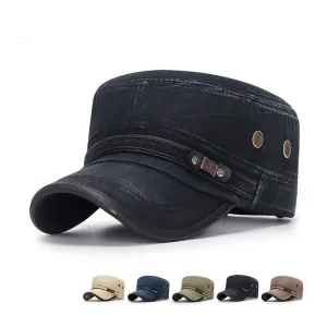 Carson Washed Cotton Army Cap stylish boater hat with ribbon on model