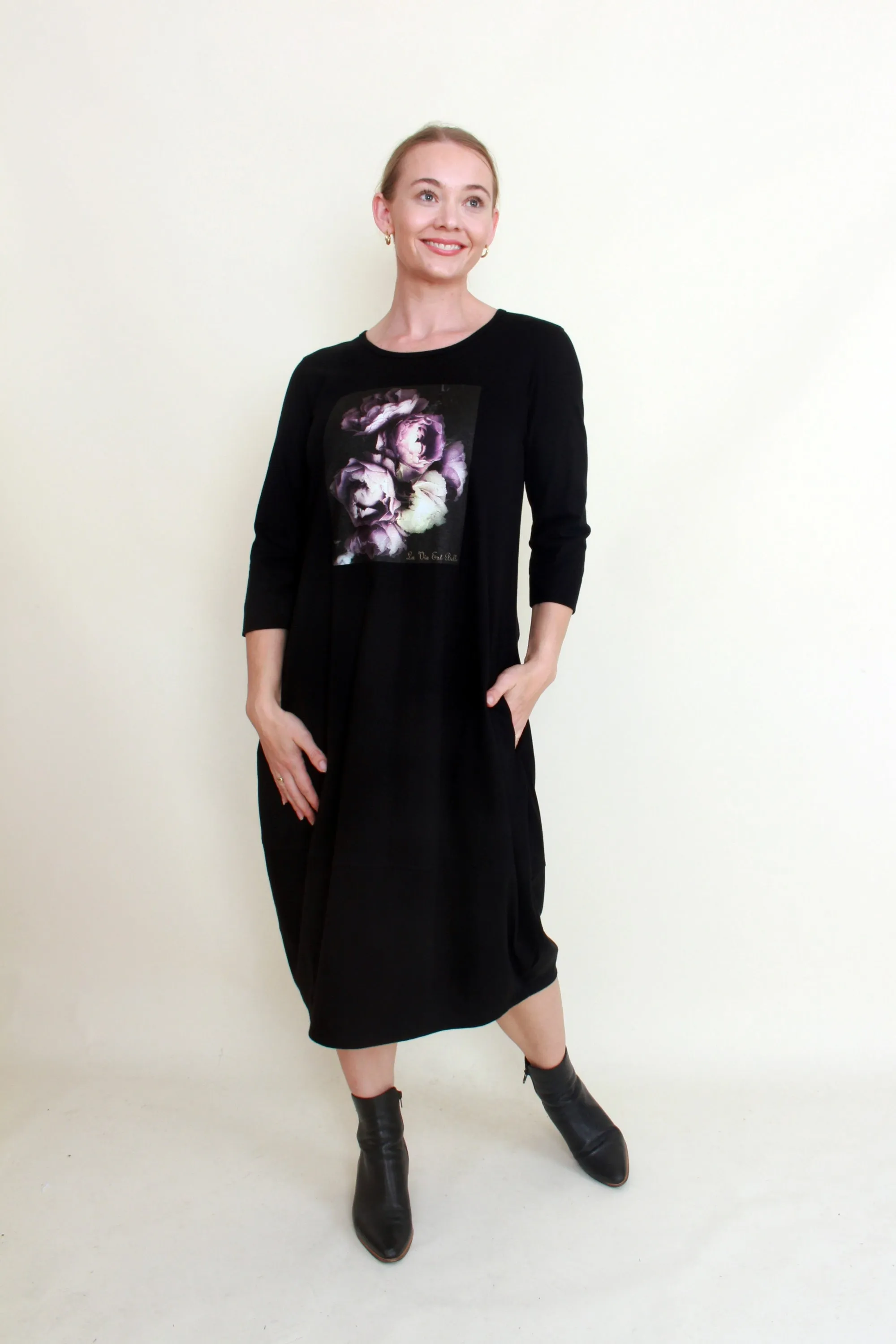 Cashews - DRS122/F16 3/4 Sleeve Cocoon Dress