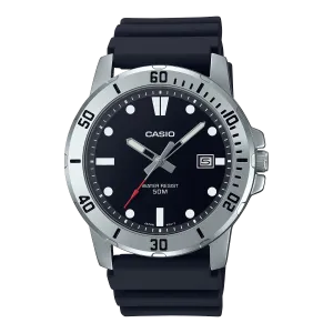 Casio Analog Black Dial Black Resin Band Watch MTPVD01-1E 