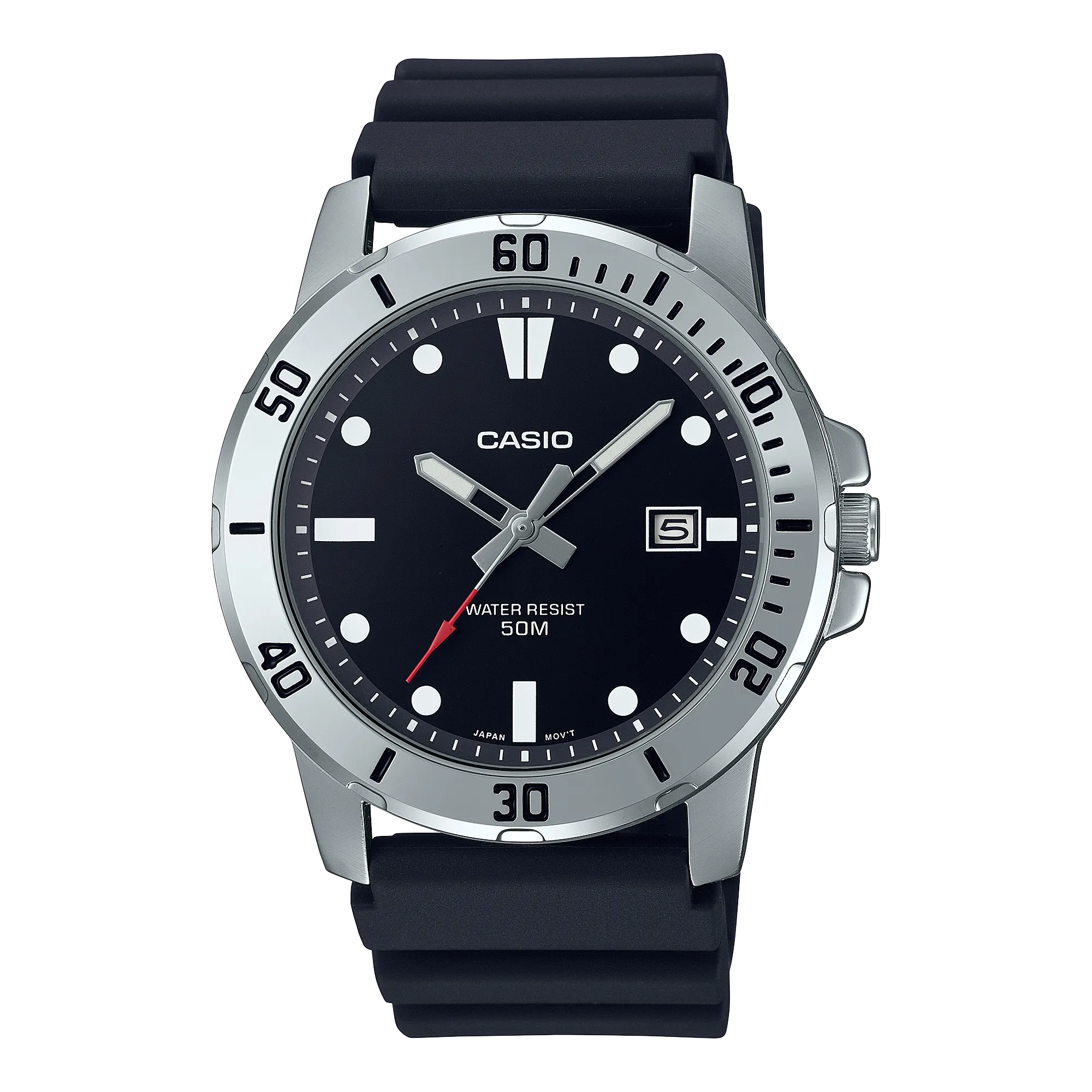 Casio Analog Black Dial Black Resin Band Watch MTPVD01-1E 