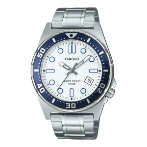 Casio Analog Diver White Dial Stainless Steel Watch MTD135D-7A 