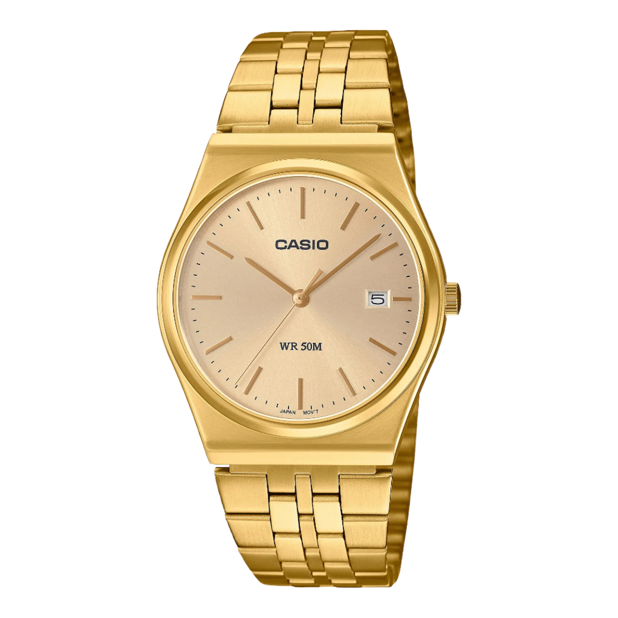 Casio Analog Gold Dial Stainless Steel Watch MTPB145G-9A 