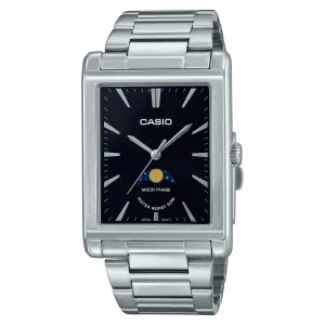 Casio Analog Moon Phase Silver Stainless Steel Watch MTPM105D-1A 