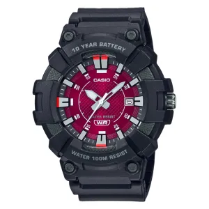 Casio Analog Red Dial Black Resin Band Watch MW610H-4A 