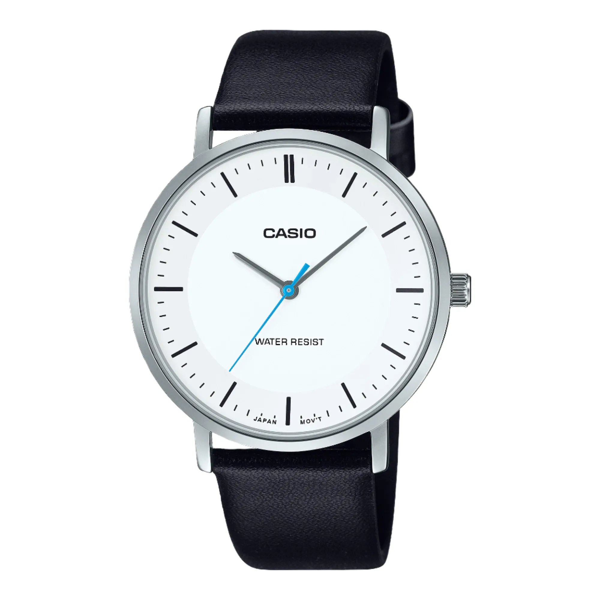 Casio Analog White Dial Black Leather Strap Watch MTPVT04L-7E 