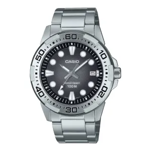 Casio Analogue Diver Black Dial Stainless Steel Watch MTD140D-1A 