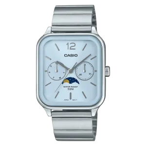 Casio Analogue Moon Phase Blue Dial Stainless Steel Watch MTPM305D-2A 
