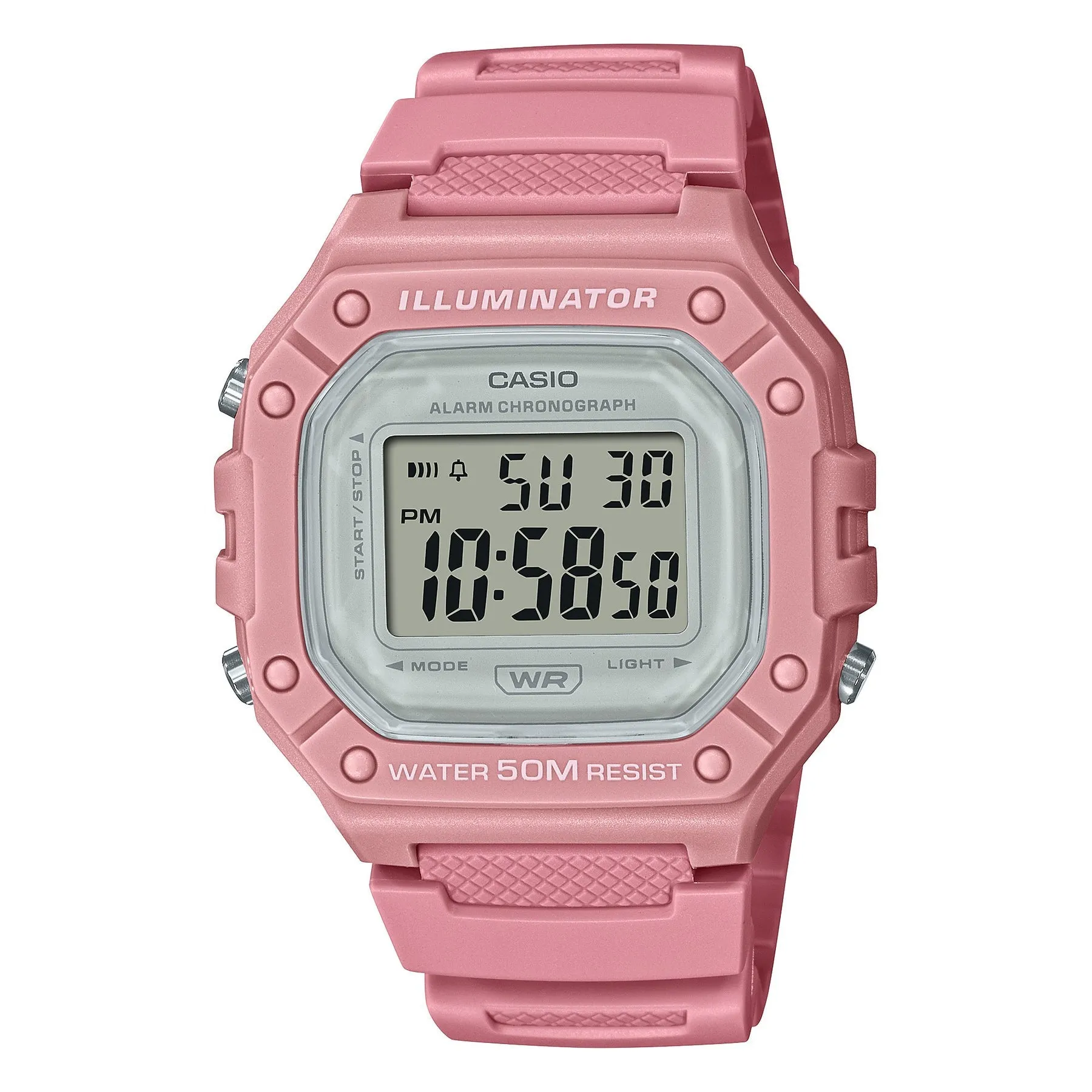 Casio Digital Pink Resin Band Watch W218HC-4A 