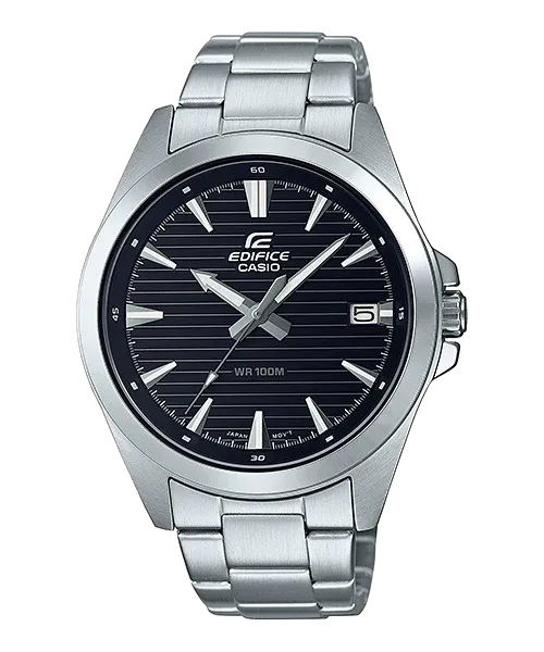 Casio Edifice 3 Hands Analog Black Dial EFV140D-1A 