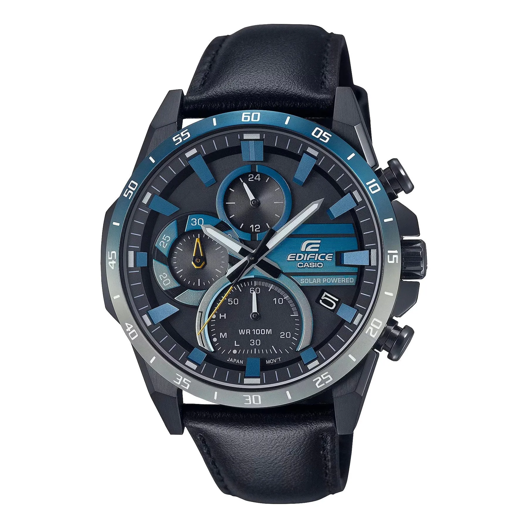Casio Edifice Windflow Black Leather Strap Watch EQS940NL-1A 