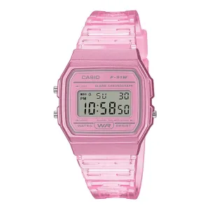 Casio F-91WS-4DF Pink Resin Transparent Strap Watch for Women Affordable casual watches Sporty casual watches Affordable luxury casual watches