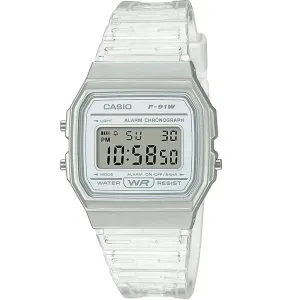 Casio F-91WS-7DF Resin Transparent Strap Watch for Women Affordable casual watches Sporty casual watches Affordable luxury casual watches