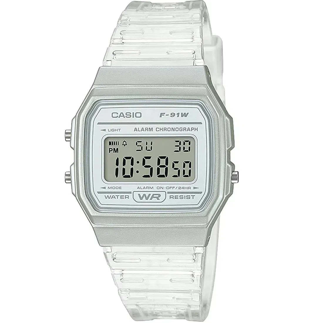 Casio F-91WS-7DF Resin Transparent Strap Watch for Women Affordable casual watches Sporty casual watches Affordable luxury casual watches