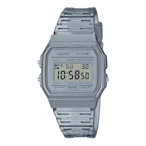 Casio F-91WS-8DF Grey Resin Transparent Strap Watch for Women Affordable casual watches Sporty casual watches Affordable luxury casual watches