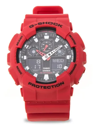 Casio G-Shock GA-100B-4ADR Coke Red Watch Digital Analog Watch For Men Affordable casual watches Sporty casual watches Affordable luxury casual watches
