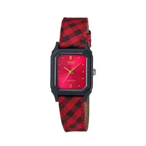 Casio LQ-142LB-4ADF Red Leather Strap Watch for Women Affordable casual watches Sporty casual watches Affordable luxury casual watches