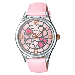 Casio LTP-E128L-4A Pink Leather Strap Watch for Women Affordable casual watches Sporty casual watches Affordable luxury casual watches
