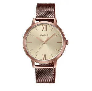Casio LTP-E157MR-9ADF Rose Gold Mesh Watch for Women Affordable casual watches Sporty casual watches Affordable luxury casual watches