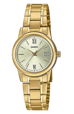 Casio LTP-V002G-9B3 Gold stainless strap for Women Affordable casual watches Sporty casual watches Affordable luxury casual watches
