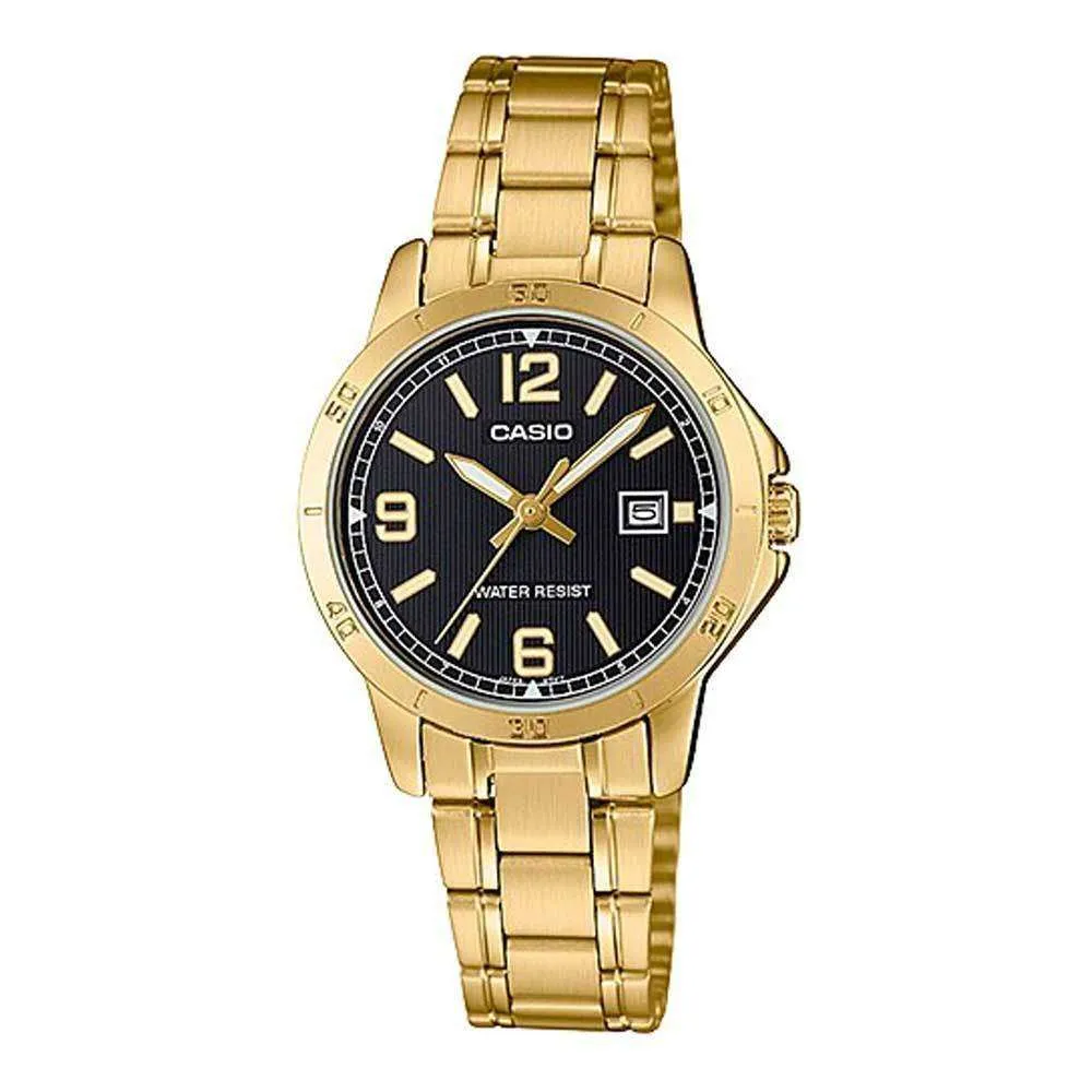 Casio LTP-V004G-1B Gold Stainless Watch for Women Affordable casual watches Sporty casual watches Affordable luxury casual watches