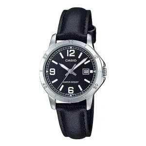 Casio LTP-V004L-1B Black Leather Watch for Women Affordable casual watches Sporty casual watches Affordable luxury casual watches