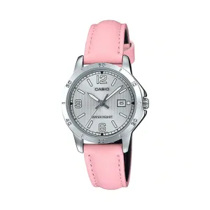 Casio LTP-V004L-4B Pink Leather Watch Affordable casual watches Sporty casual watches Affordable luxury casual watches