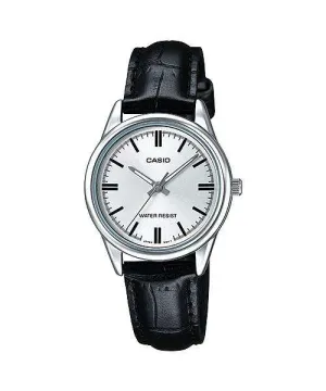 Casio LTP-V005L-7A Black Leather Strap Watch for Women Affordable casual watches Sporty casual watches Affordable luxury casual watches